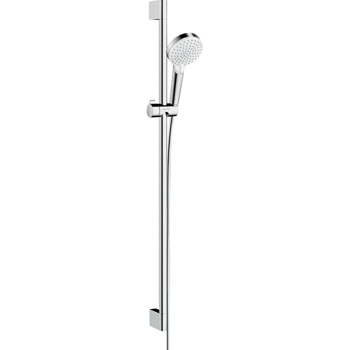 Hansgrohe Crometta Shower Set 100 Vario Ecosmart with Shower Rail 90 cm - White/Chrome - Unbeatable Bathrooms