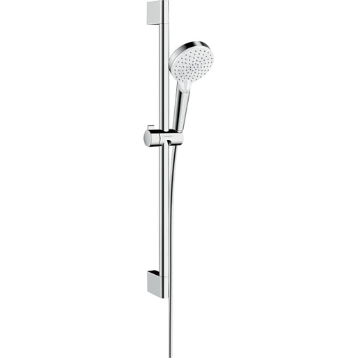 Hansgrohe Crometta Shower Set 100 Vario Ecosmart+ with Shower Rail 65 cm - White/Chrome - Unbeatable Bathrooms