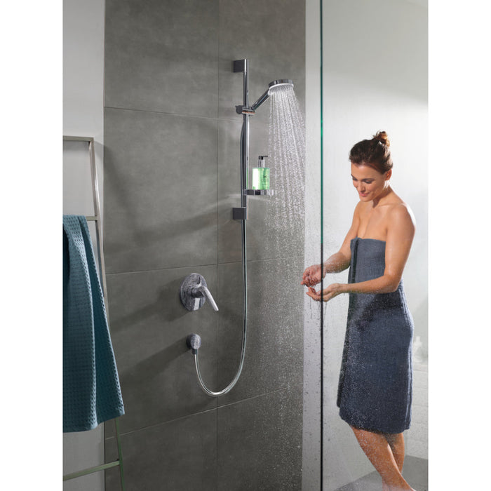 Hansgrohe Crometta Shower Set 100 Vario with Shower Rail 65 cm and Soap Dish - White/Chrome - Unbeatable Bathrooms