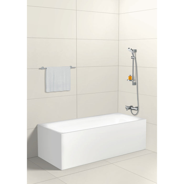 Hansgrohe Crometta Shower Set 100 Vario with Shower Rail 65 cm and Soap Dish - White/Chrome - Unbeatable Bathrooms