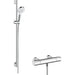 Hansgrohe Crometta Shower System 100 Vario with Ecostat 1001 Cl Thermostatic Mixer and Shower Rail 90 cm - White/Chrome - Unbeatable Bathrooms