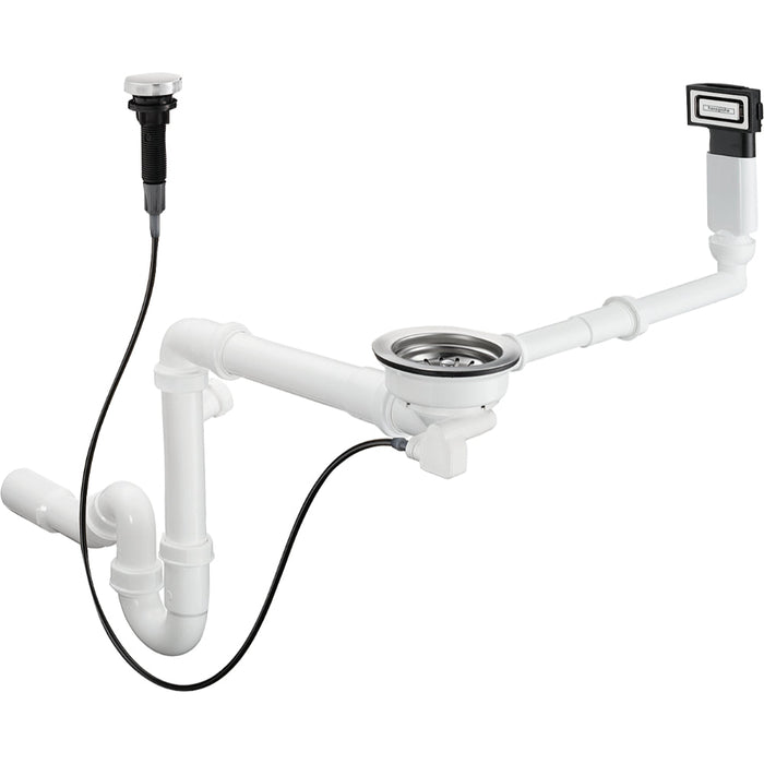 Hansgrohe D16-11 Automatic Waste and Overflow Set For Single Bowl Granite - Chrome - Unbeatable Bathrooms