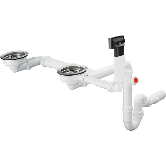 Hansgrohe D17-10 Manual Waste and Overflow Set For Double Bowl Granite - Chrome - Unbeatable Bathrooms