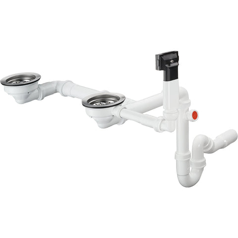 Hansgrohe D17-10 Manual Waste and Overflow Set For Double Bowl Granite - Chrome - Unbeatable Bathrooms