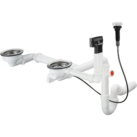 Hansgrohe D17-11 Automatic Waste and Overflow Set For Double Bowl Granite - Chrome - Unbeatable Bathrooms