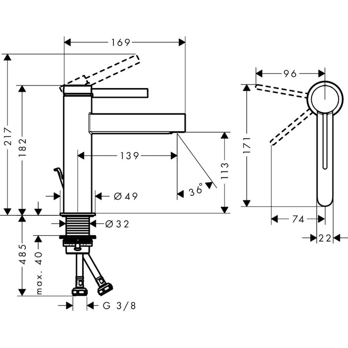Hansgrohe Finoris Single Lever Basin Mixer 110 Coolstart with Pop-Up Waste Set - Unbeatable Bathrooms