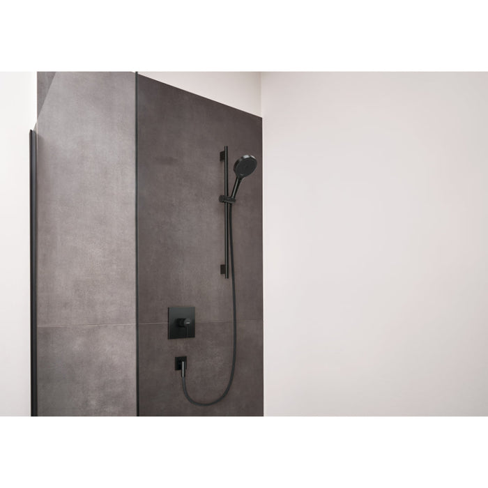 Hansgrohe Rainfinity Shower Set 130 3Jet Ecosmart with Shower Bar S Puro 65 cm, Push Slider and Designflex Textile Shower Hose 160 cm - Unbeatable Bathrooms