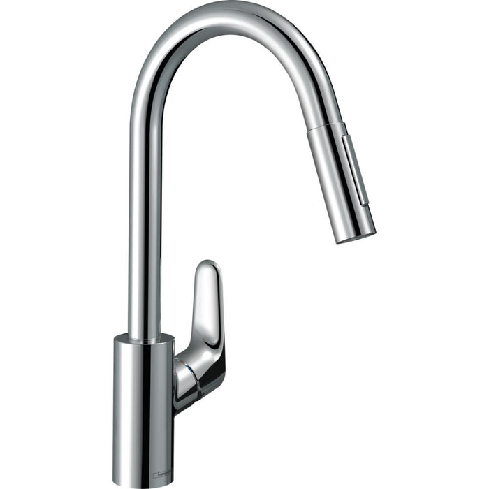 Hansgrohe Focus M41 Single Lever Kitchen Mixer 240 Ecosmart with Pull-Out Spray, 2 Spray Modes - Unbeatable Bathrooms