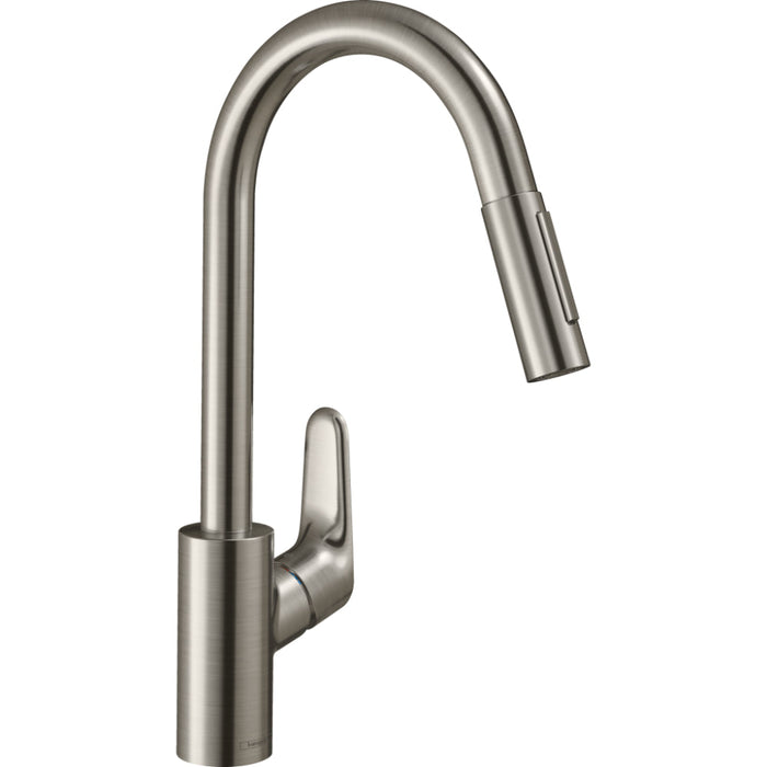 Hansgrohe Focus M41 Single Lever Kitchen Mixer 240 Ecosmart with Pull-Out Spray, 2 Spray Modes - Unbeatable Bathrooms