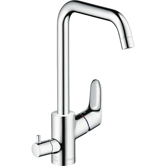 Hansgrohe Focus M41 Single Lever Kitchen Mixer 260 with Shut-Off Valve For Additional Appliance, Single Spray Mode - Chrome - Unbeatable Bathrooms