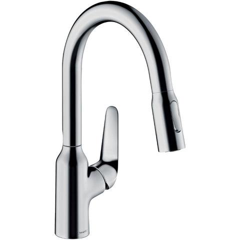 Hansgrohe Focus M42 Single Lever Kitchen Mixer 180 with Pull-Out Spray, 2 Spray Modes - Unbeatable Bathrooms