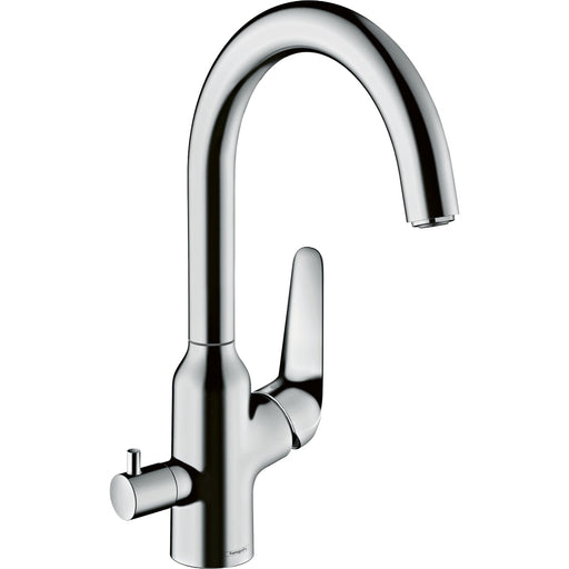 Hansgrohe Focus M42 Single Lever Kitchen Mixer 220 with Shut-Off Valve For Additional Appliance, Single Spray Mode - Chrome - Unbeatable Bathrooms