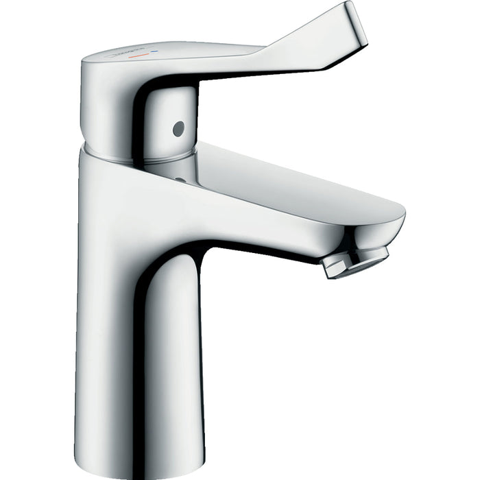 Hansgrohe Focus Single Lever Basin Mixer 100 Coolstart with Extra Long Handle Without Waste - Chrome - Unbeatable Bathrooms