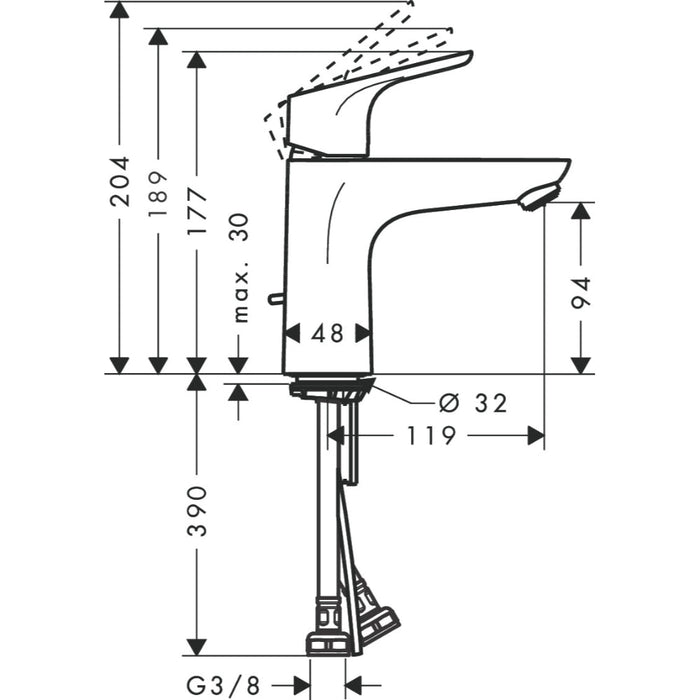 Hansgrohe Focus Single Lever Basin Mixer 100 with 2 Flow Rates and Pop-Up Waste - Chrome - Unbeatable Bathrooms