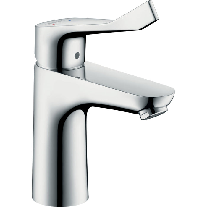 Hansgrohe Focus Single Lever Basin Mixer 100 with Extra Long Handle and Pop-Up Waste - Chrome - Unbeatable Bathrooms