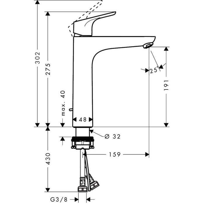 Hansgrohe Focus Single Lever Basin Mixer 190 with Pop-Up Waste - Chrome - Unbeatable Bathrooms