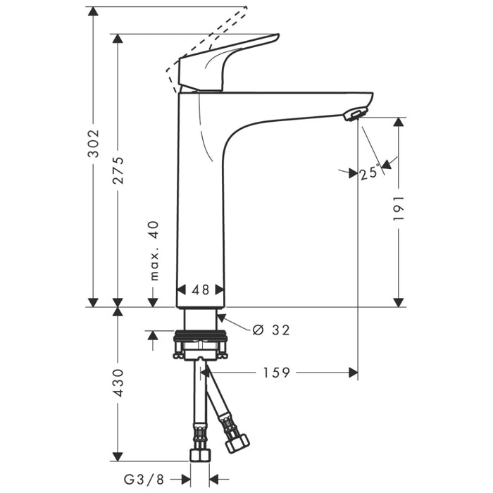 Hansgrohe Focus Single Lever Basin Mixer 190 Without Waste - Chrome - Unbeatable Bathrooms