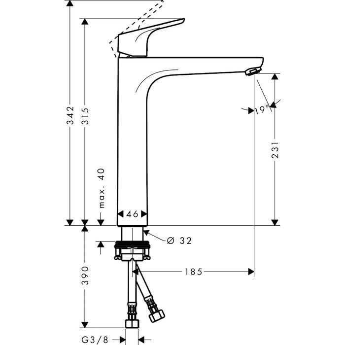 Hansgrohe Focus Single Lever Basin Mixer 230 Without Waste - Chrome - Unbeatable Bathrooms