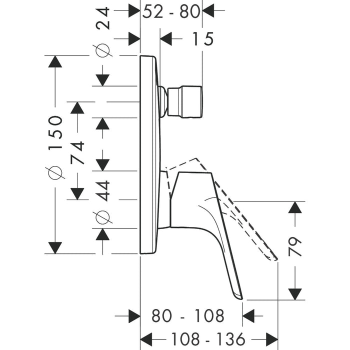 Hansgrohe Focus Single Lever Manual Bath Mixer For Concealed Installation - Chrome - Unbeatable Bathrooms