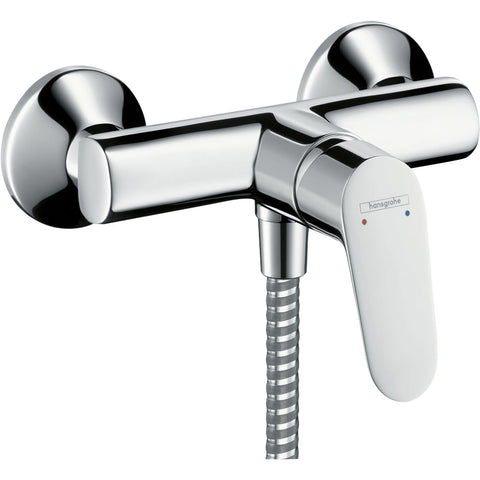 Hansgrohe Focus Single Lever Manual Shower Mixer For Exposed Installation with 2 Flow Rates - Chrome - Unbeatable Bathrooms