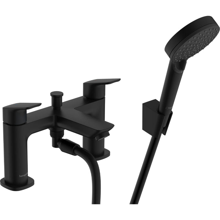 Hansgrohe Logis 2-Hole Rim Mounted Bath Mixer with Diverter Valve and Vernis Blend Hand Shower Vario - Unbeatable Bathrooms