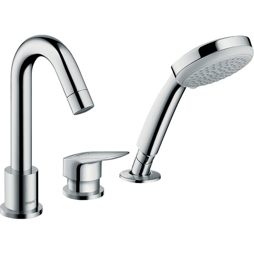 Hansgrohe Logis 3-Hole Rim-Mounted Single Lever Bath Mixer - Chrome - Unbeatable Bathrooms