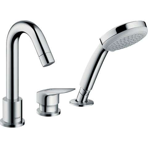 Hansgrohe Logis 3-Hole Rim-Mounted Single Lever Bath Mixer - Chrome - Unbeatable Bathrooms