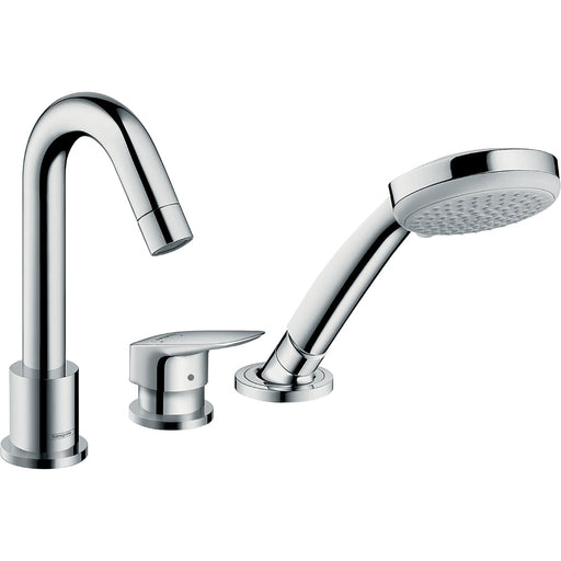 Hansgrohe Logis 3-Hole Rim-Mounted Single Lever Bath Mixer For Secuflex - Chrome - Unbeatable Bathrooms