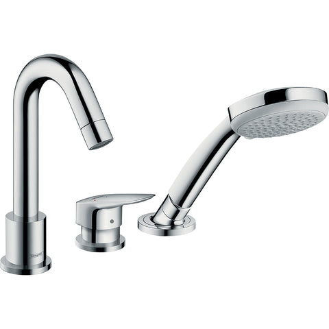 Hansgrohe Logis 3-Hole Rim-Mounted Single Lever Bath Mixer For Secuflex - Chrome - Unbeatable Bathrooms