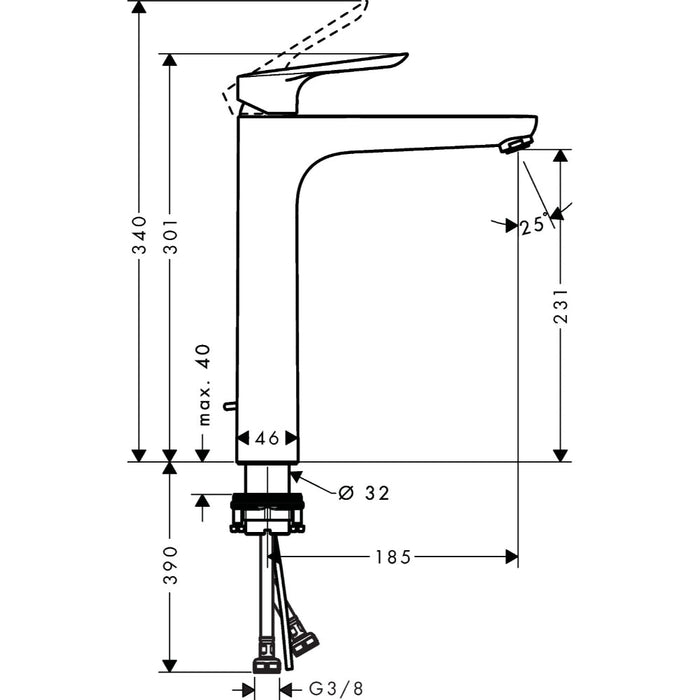 Hansgrohe Logis E Single Lever Basin Mixer 230 with Pop-Up Waste - Chrome - Unbeatable Bathrooms