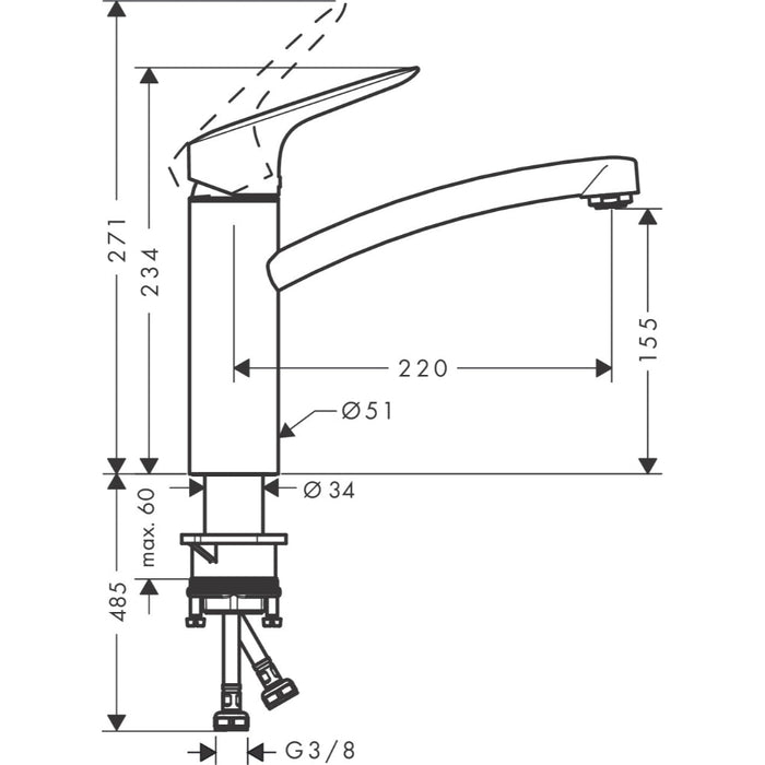 Hansgrohe Logis M31 Single Lever Kitchen Mixer 160, Single Spray Mode - Chrome - Unbeatable Bathrooms