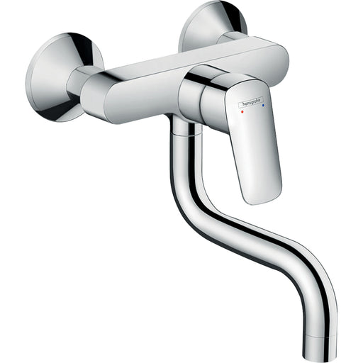 Hansgrohe Logis M31 Single Lever Kitchen Mixer Wall-Mounted, Single Spray Mode - Chrome - Unbeatable Bathrooms