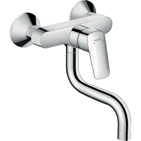 Hansgrohe Logis M31 Single Lever Kitchen Mixer Wall-Mounted, Single Spray Mode - Chrome - Unbeatable Bathrooms