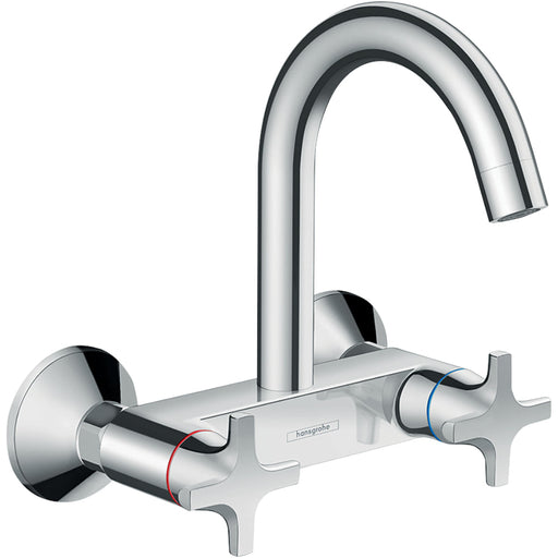 Hansgrohe Logis M32 2-Handle Kitchen Mixer Wall-Mounted, Single Spray Mode - Chrome - Unbeatable Bathrooms