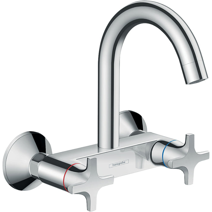 Hansgrohe Logis M32 2-Handle Kitchen Mixer Wall-Mounted, Single Spray Mode - Chrome - Unbeatable Bathrooms