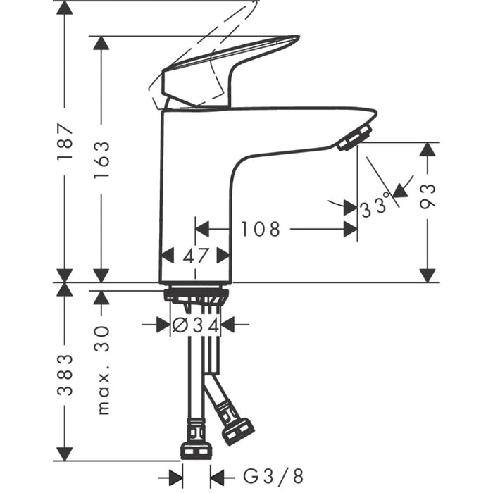 Hansgrohe Logis Single Lever Basin Mixer 100 Coolstart Without Waste - Unbeatable Bathrooms