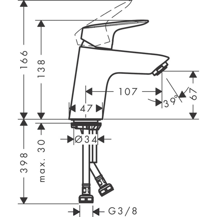 Hansgrohe Logis Single Lever Basin Mixer 70 Coolstart Without Waste - Unbeatable Bathrooms