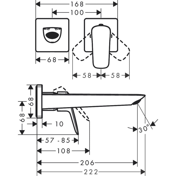 Hansgrohe Logis Single Lever Basin Mixer For Concealed Installation Fine Wall-Mounted with Spout 20,5 cm - Unbeatable Bathrooms