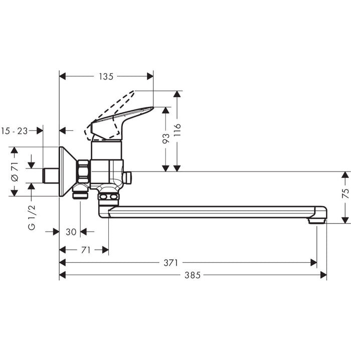 Hansgrohe Logis Single Lever Manual Bath Mixer with Long Spout - Chrome - Unbeatable Bathrooms