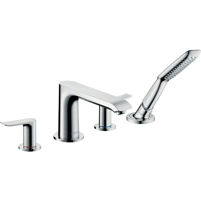 Hansgrohe Metris 4-Hole Rim-Mounted Bath Mixer - Chrome - Unbeatable Bathrooms