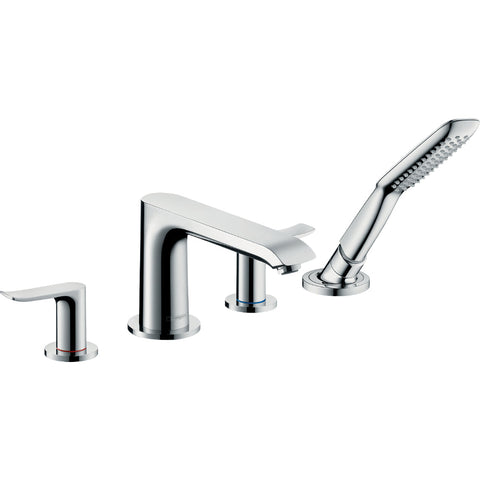 Hansgrohe Metris 4-Hole Rim-Mounted Bath Mixer - Chrome - Unbeatable Bathrooms