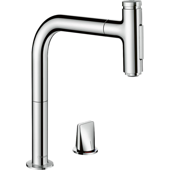 Hansgrohe Metris Select M71 2-Hole Single Lever Kitchen Mixer 200 with Pull-Out Spray and Sbox, 2 Spray Modes - Unbeatable Bathrooms