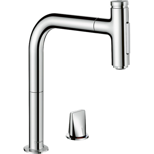 Hansgrohe Metris Select M71 2-Hole Single Lever Kitchen Mixer 200 with Pull-Out Spray and Sbox, 2 Spray Modes - Unbeatable Bathrooms