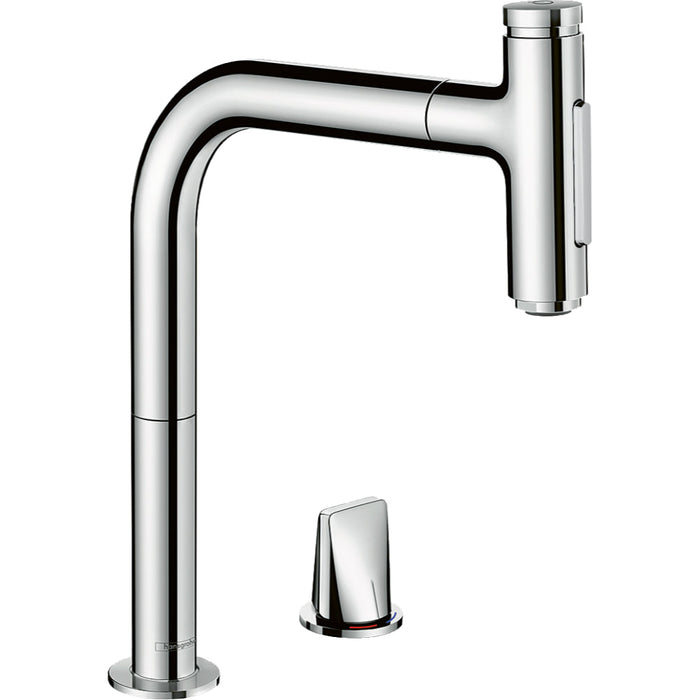 Hansgrohe Metris Select M71 2-Hole Single Lever Kitchen Mixer 200 with Pull-Out Spray and Sbox, 2 Spray Modes - Unbeatable Bathrooms
