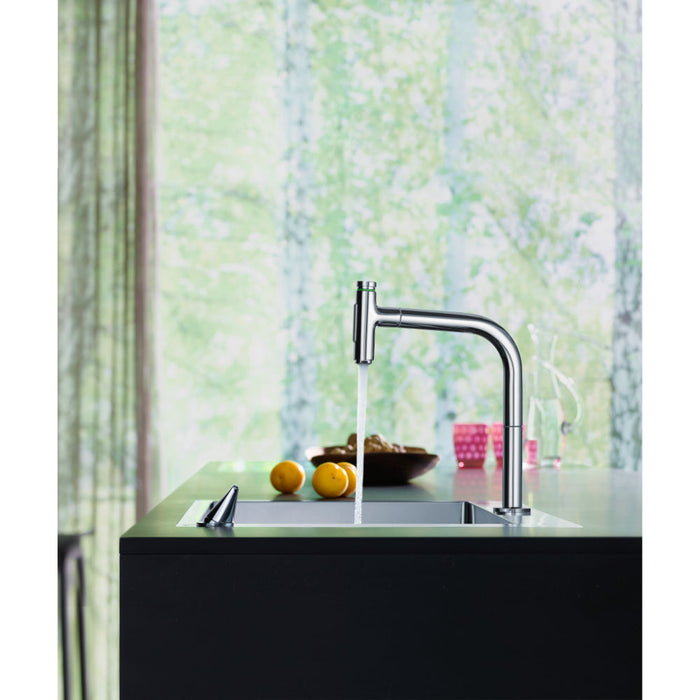 Hansgrohe Metris Select M71 2-Hole Single Lever Kitchen Mixer 200 with Pull-Out Spray and Sbox, 2 Spray Modes - Unbeatable Bathrooms