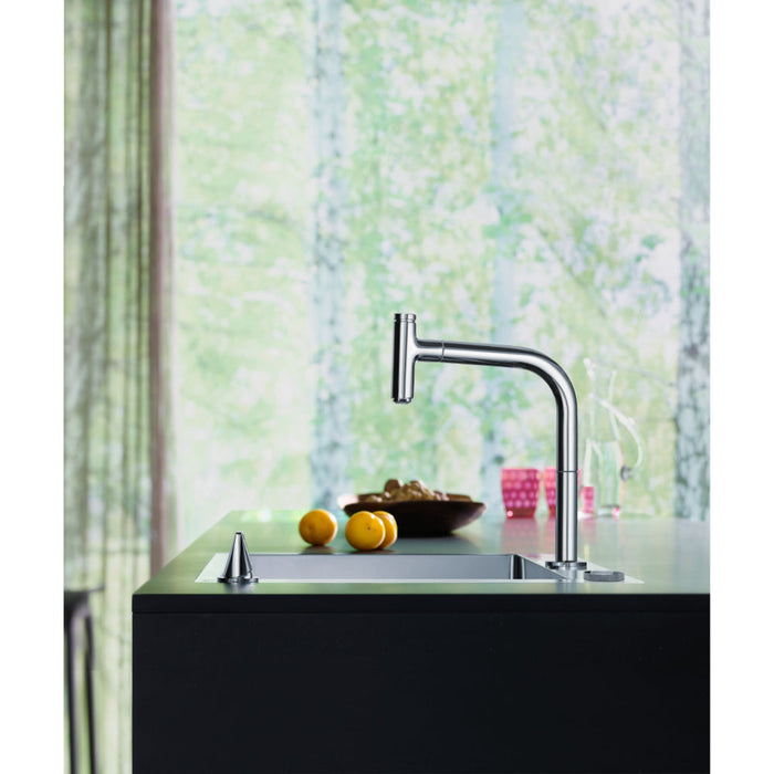 Hansgrohe Metris Select M71 2-Hole Single Lever Kitchen Mixer 200 with Pull-Out Spray and Sbox, 2 Spray Modes - Unbeatable Bathrooms