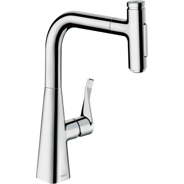Hansgrohe Metris Select M71 Single Lever Kitchen Mixer 240 with Pull-Out Spray and Sbox, 2 Spray Modes - Unbeatable Bathrooms