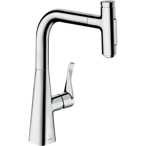 Hansgrohe Metris Select M71 Single Lever Kitchen Mixer 240 with Pull-Out Spray and Sbox, 2 Spray Modes - Unbeatable Bathrooms