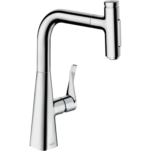 Hansgrohe Metris Select M71 Single Lever Kitchen Mixer 240 with Pull-Out Spray and Sbox, 2 Spray Modes - Unbeatable Bathrooms