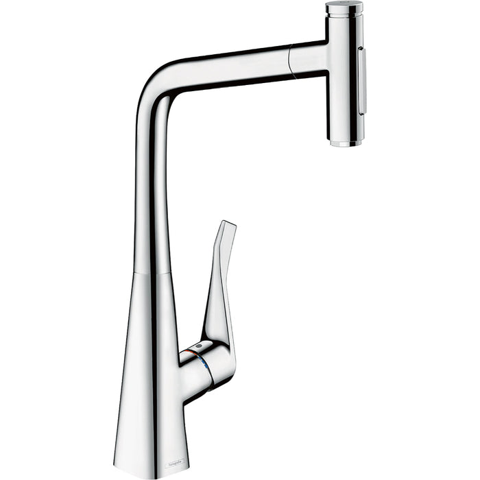 Hansgrohe Metris Select M71 Single Lever Kitchen Mixer with Pull-Out Spray - 73820000 - Unbeatable Bathrooms